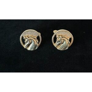 Vintage Men's Gold Tone Horse Head Equestrian Cufflinks‎